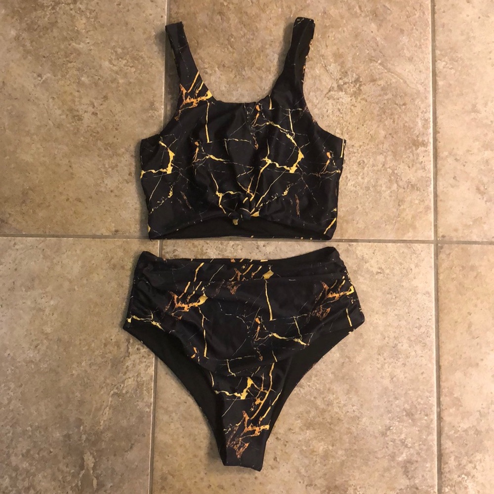 ZAFUL black and gold marble bikini